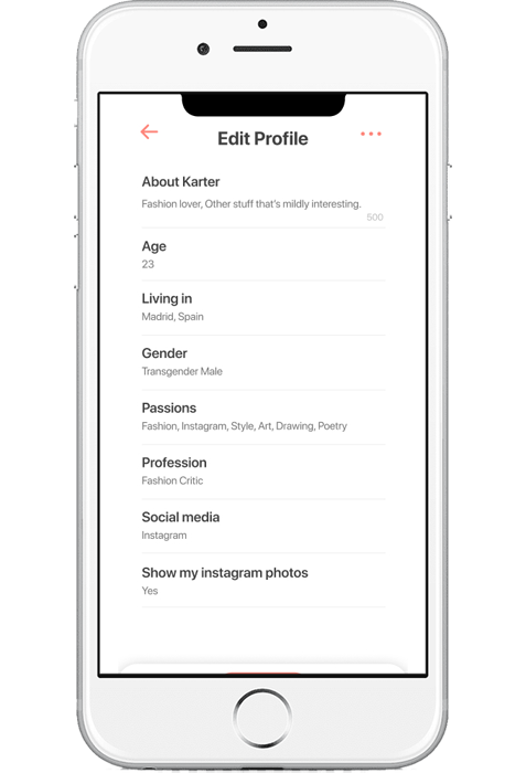 Mobile Dating App Software Edit Profile